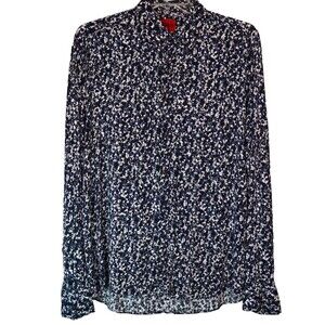 HUGO BOSS Mens Red Label Knit Shirt Size XL Abstract Pattern Casual Slim Fit
